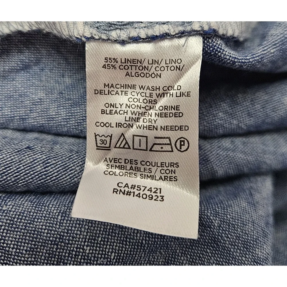 Loft Outlet Skirt Womens Size Medium Chambray Linen Blend Blue Casual Mini Micro